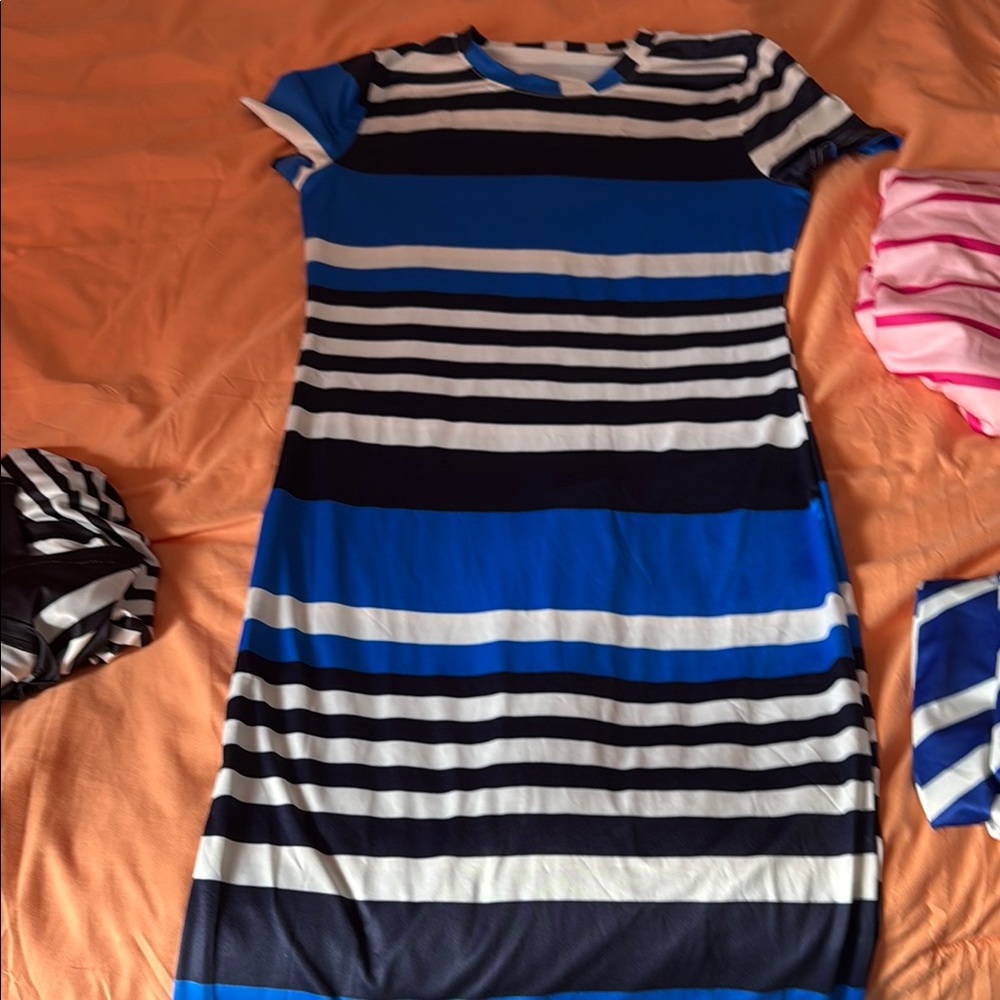 Striped Blue and Black Dress